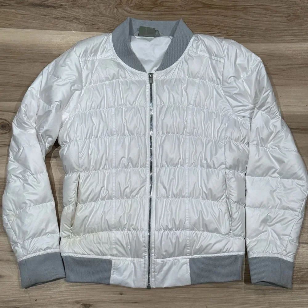 Athleta White Down Puffer Jacket Coat Women’s Large